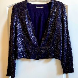 Navy sequin short shrug/bolero